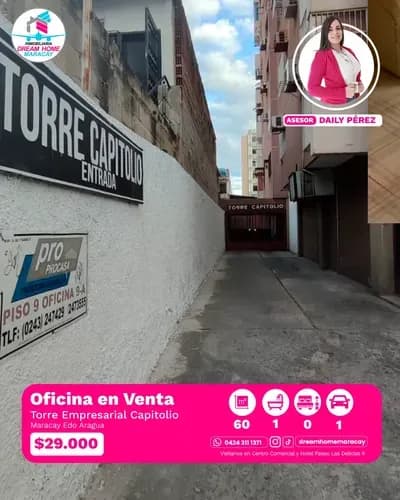 Oficina En Venta, En Torre Empresarial Capitolio, Ubicado En Calicanto Ubicado En Piso 3 Maracay, Edo Aragua