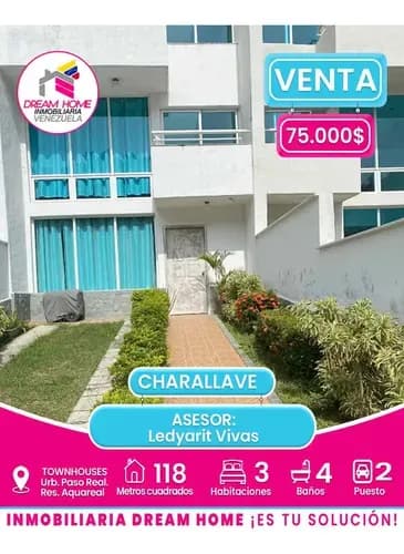 Townhouses En Venta Urb. Paso Real. Res. Aquareal - Charallave