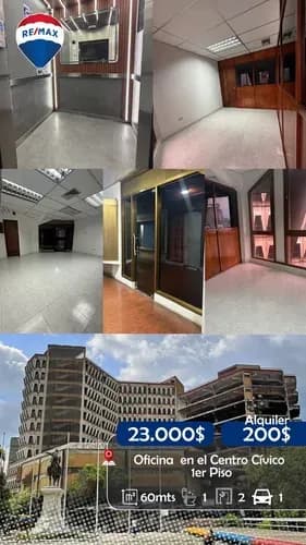 Oficina En Venta Centro Cívico Piso 1 De 60 Metros 1 Baño 1 Pe