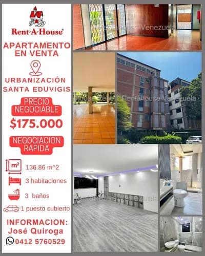 Venta Apartamento Santa Eduvigis 136m2 Remodelado A Estrenar 3 Hab + Servicio Piso Bajo Excelente Ubicación Negociable Oportunidad De Inversion Caracas. Jgq