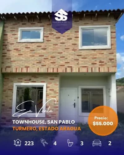 Código: L. V-003. Townhouse En Venta - Obra Limpia - San Pablo, Turmero
