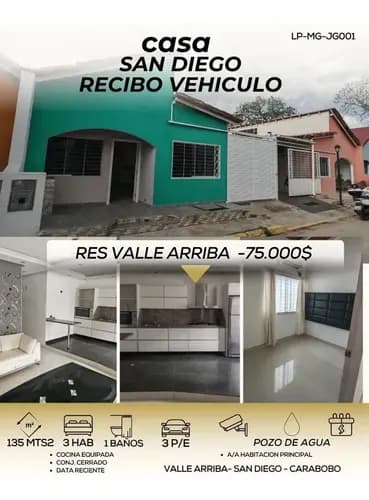 Casa En Venta (sandra Nino) San Diego Res Valle Arriba, Planta 50%, Mayo
