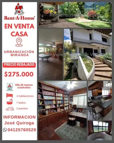 Oportunidad Precio De Mercado Real Imponente Quinta De 656m2 En La Urbanización Miranda 4 Hab 7 Baños Y Clima De Montana. Jgq