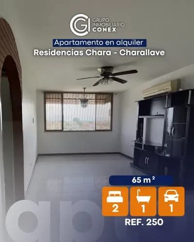 Se Alquila Apartamento De 65 M2 2h/1b/1p Residencias Chara