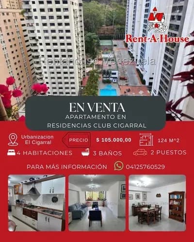 Apartamento En Venta Residencia Club Cigarral, Urb El Cigarral. 264839. Jgq