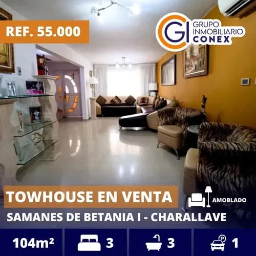 Se Vende Townhouse 104m2 3h/3b/1p Samanes De Betania I Charallave 6880