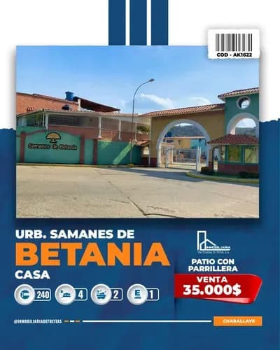 Casa En La Urbanización Samanes De Betania I, Charallave.