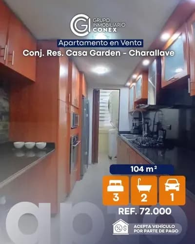 Se Vende Apartamento 104m2 3h/ 2b/ 1p Casa Garden - Charallave 1475