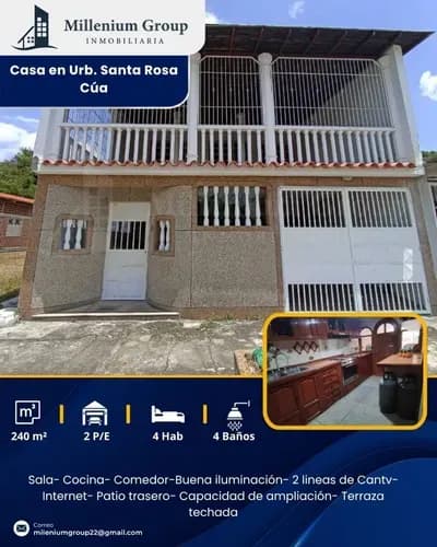 Amplia Casa En Venta Urb Santa Rosa Cúa