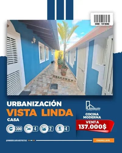 Casa En Venta En La Urbanización Vista Linda, Charallave.