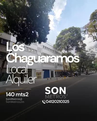 Local Pb Alquiler Los Chaguaramos 140 Mts2 Con Dos Puestos De Estacionamiento Al Frente Área Del Local Rectangular. Sonmetros2