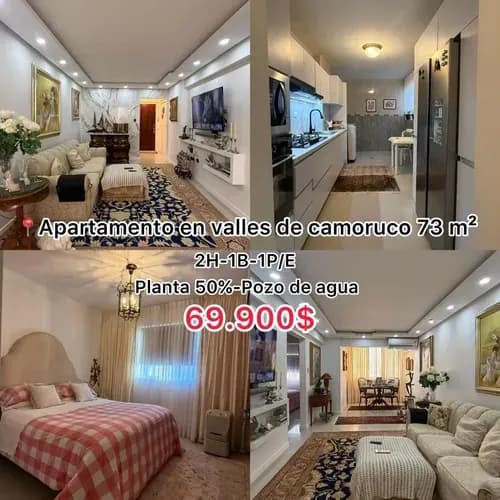 En Venta Apartamento Moderno Totalmente Actualizado De 73 Metros En Valles De Camoruco -lh-