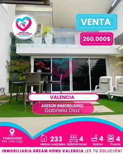 Townhouses En Venta Res. Villa Lago. Colinas De Guataparo - Valencia