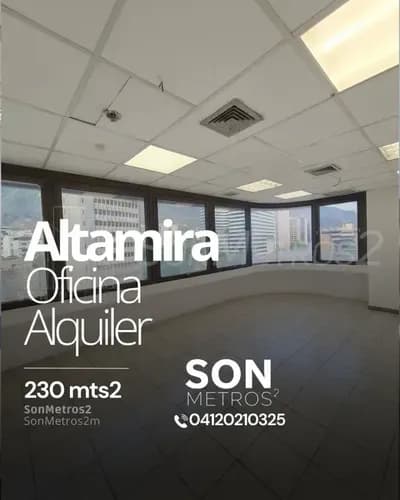 Oficina Alquiler Altamira 230 Mts2 Incluye Condominio + Tiempo De Gracia. Canon Posibilidad De Pago Bcv. Sonmetros2 B-9qnx 0106