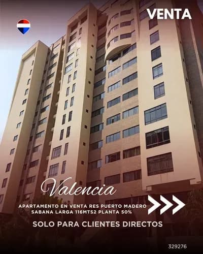 Apartamento En Venta Res Puerto Madero Sabana Larga 116mts2 Planta 50% 329276