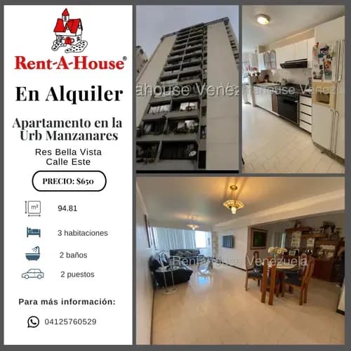 Alquiler Apartamento Manzanares Amoblado Vista 3hab 2b 2p. Jgq